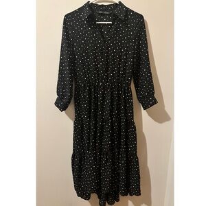 Polka Dot Black Midi Dress Zara